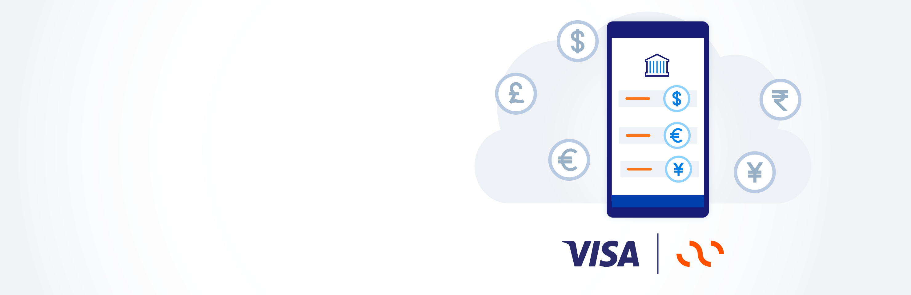 Image of Mobile Phone with FX Payments above Visa + CurrencyCloud