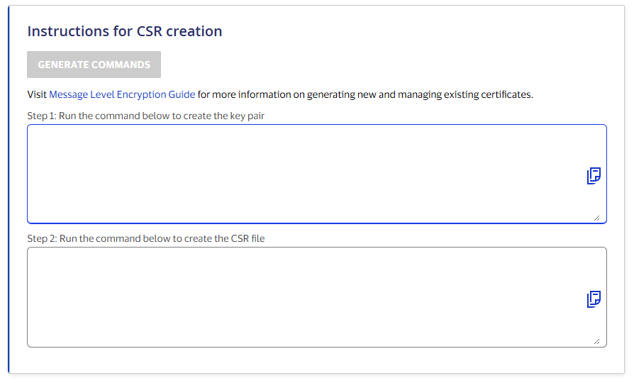Run the command to generate a key pair using CSR Wizard
