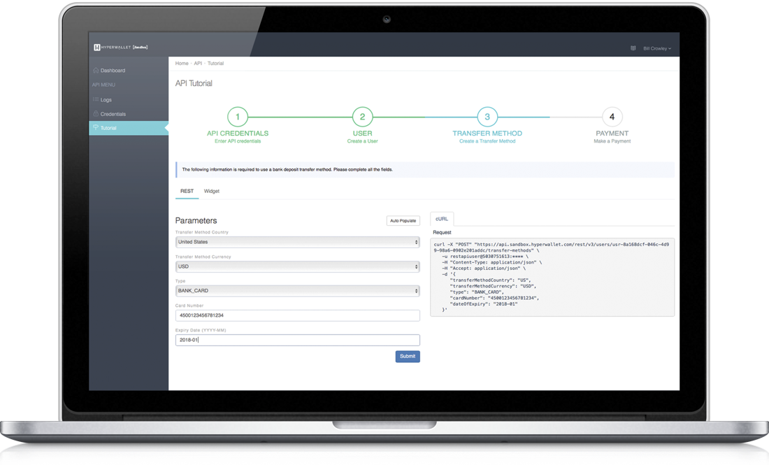 Hyperwallet Dashboard API pic