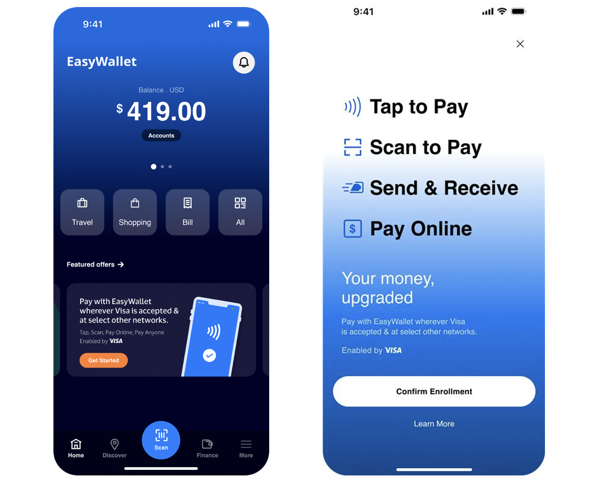 An image of a device showing a screen for Visa Pay
