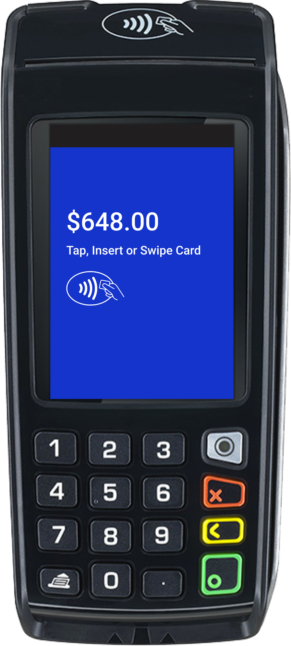 United States portrait 2 style payment terminal, initiate purchase