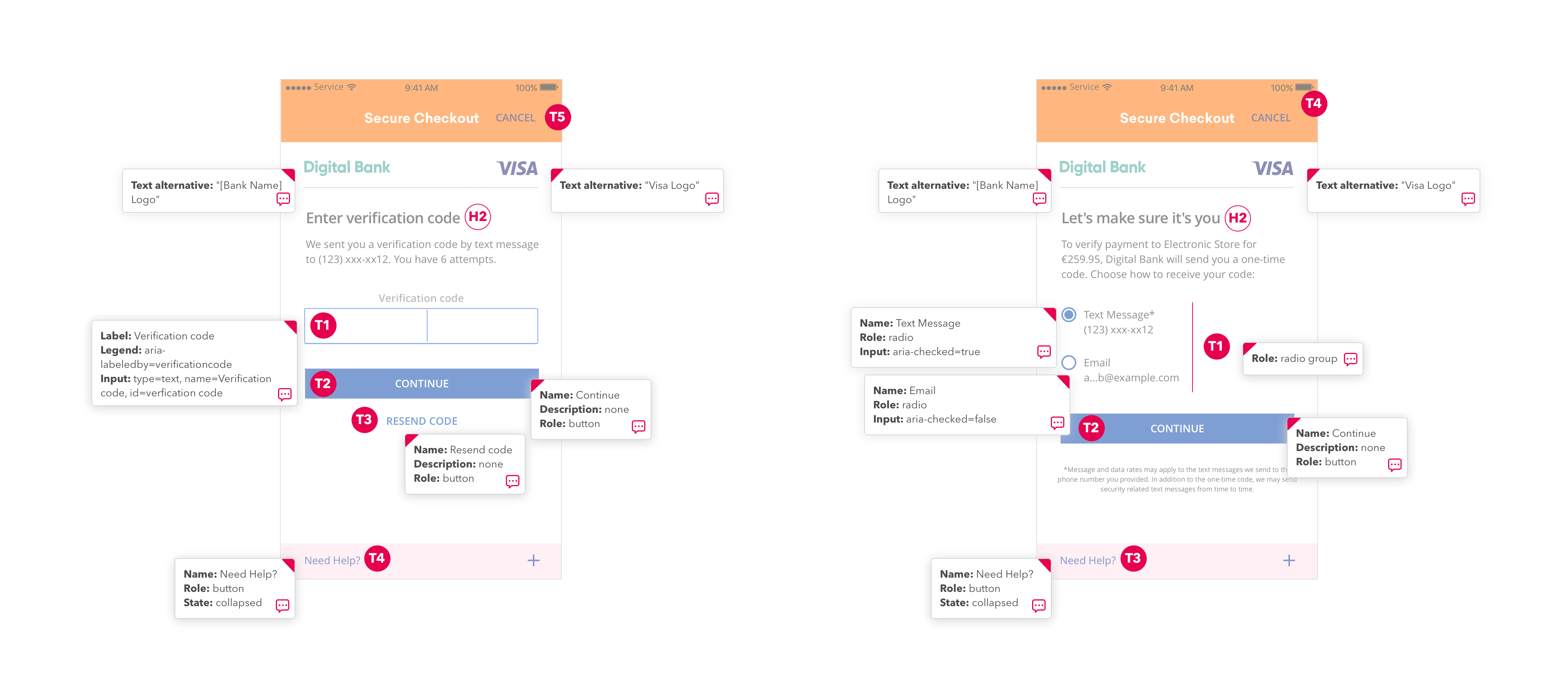 accessibility guidelines for one time passcode screens