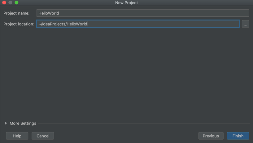 New Project Naming Screen