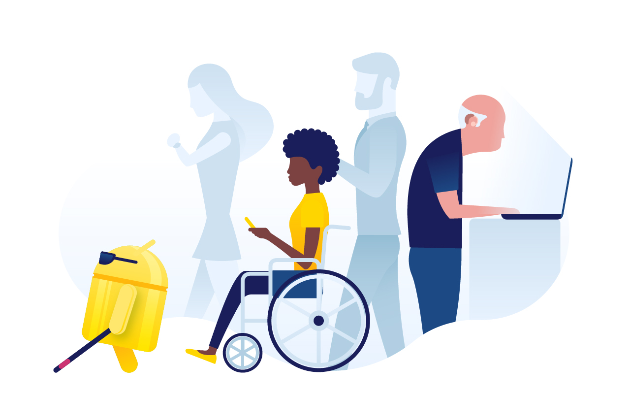 illustration of people with different accessibility needs