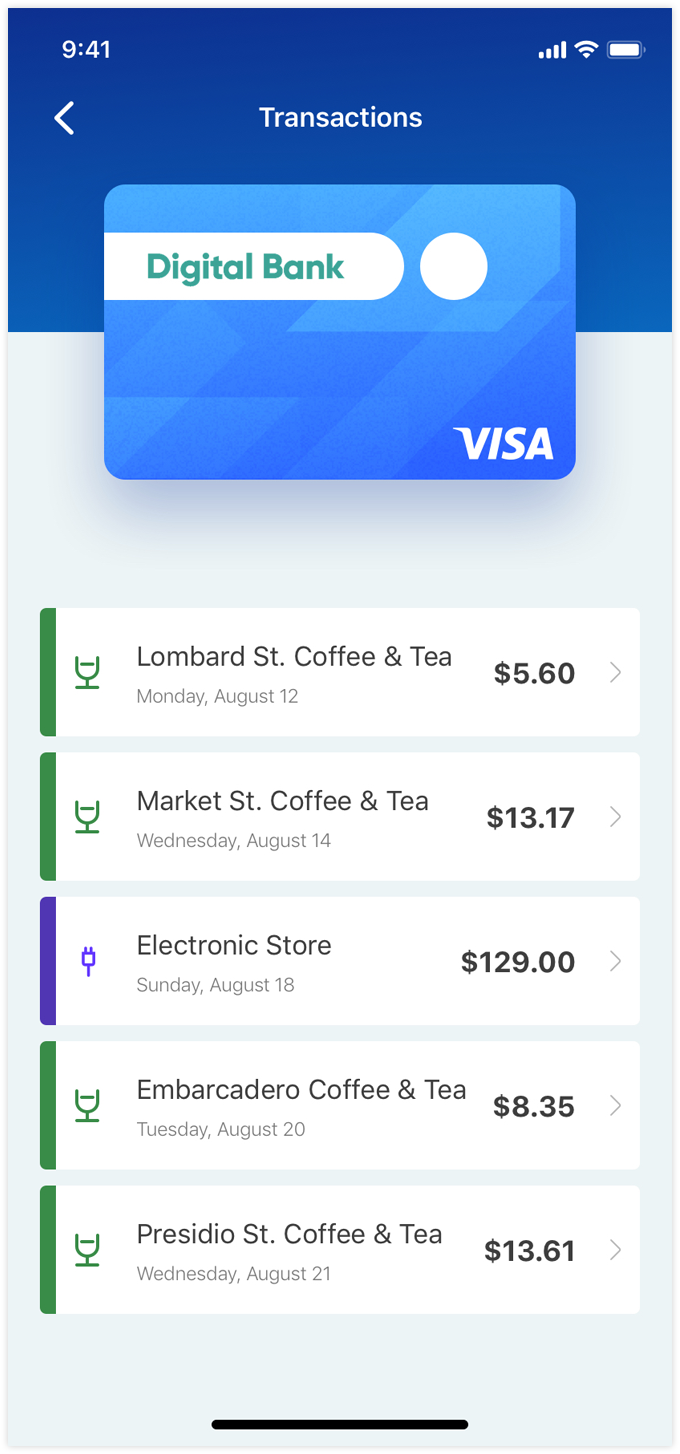 Mobile banking app with merchant information