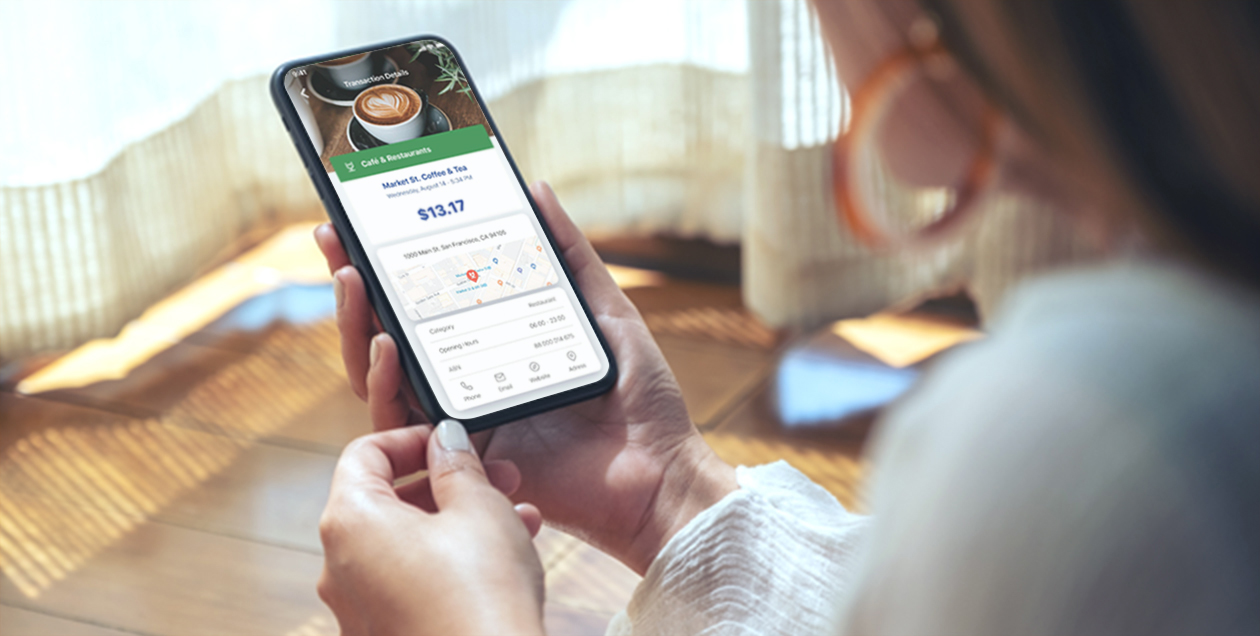 Woman looking at mobile banking app