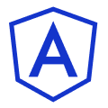 A blue shield icon with an “A” inside representing the Angular development framework. 