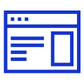A blue icon of a webpage wireframe representing HTML/CSS styles. 