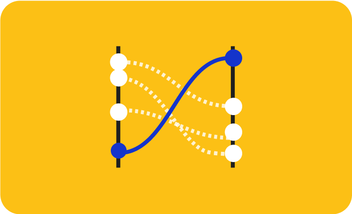 A yellow rectangular card with a line graph icon featuring connected dots, representing data visualization standards and best practices.