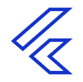 A stylized blue “F” shape representing the Flutter UI toolkit for building cross-platform applications. 